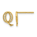 14k Diamond Initial Q Earrings