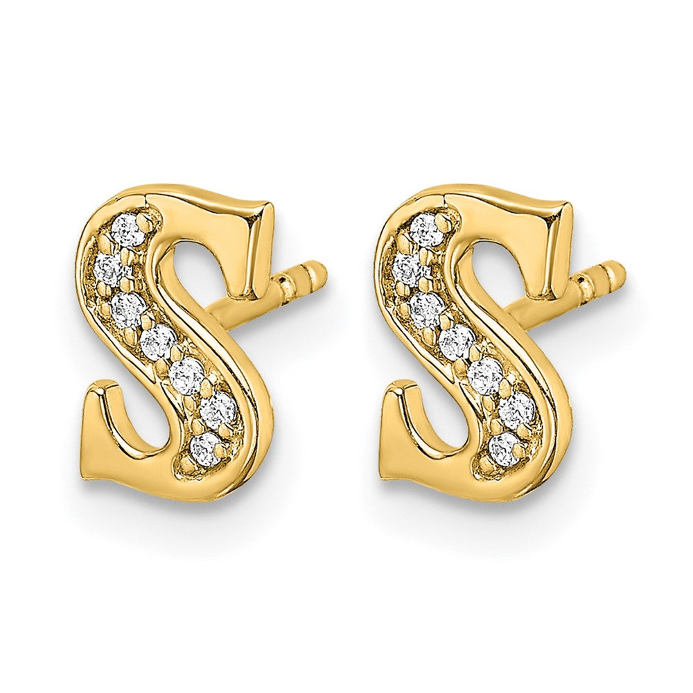 14k Diamond Initial S Earrings