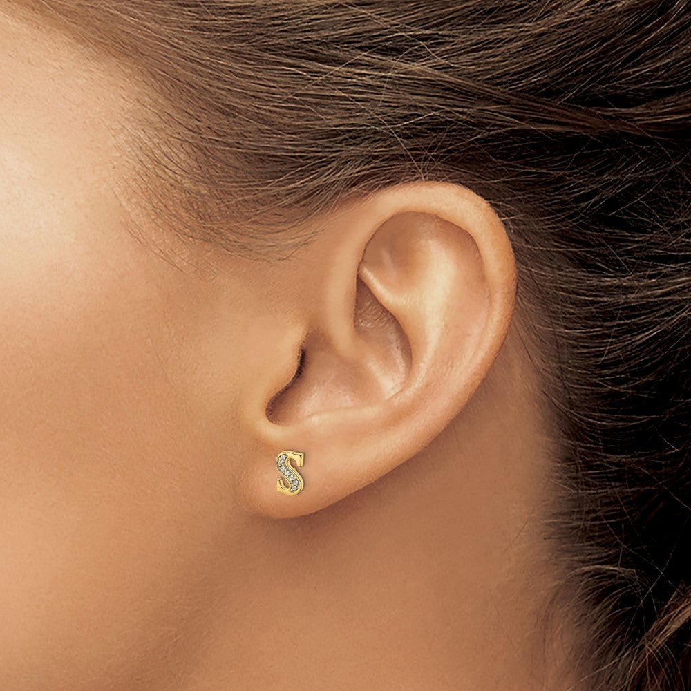 14k Diamond Initial S Earrings