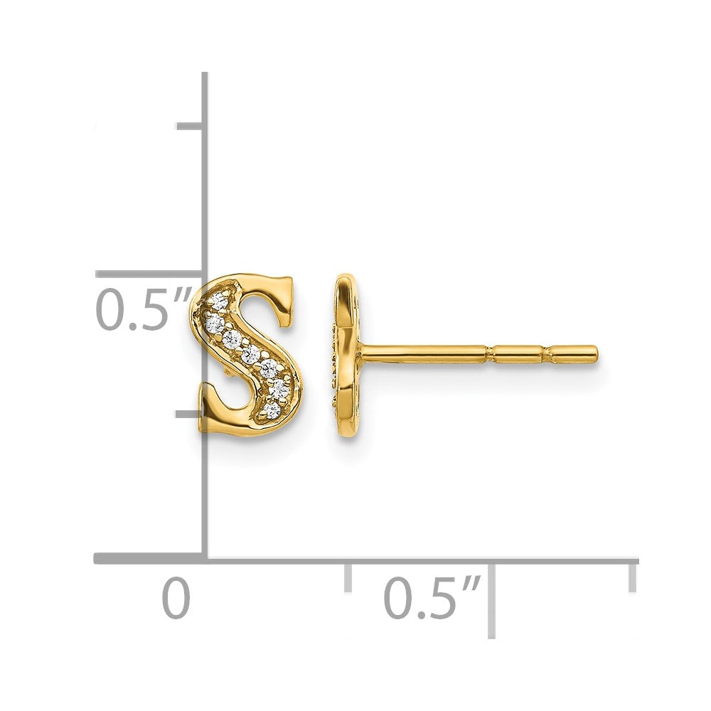 14k Diamond Initial S Earrings
