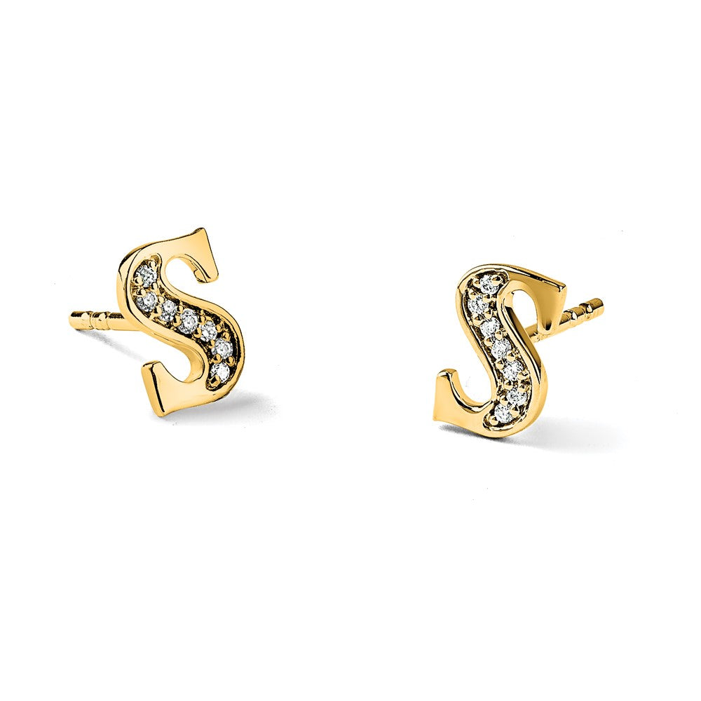 14k Diamond Initial S Earrings