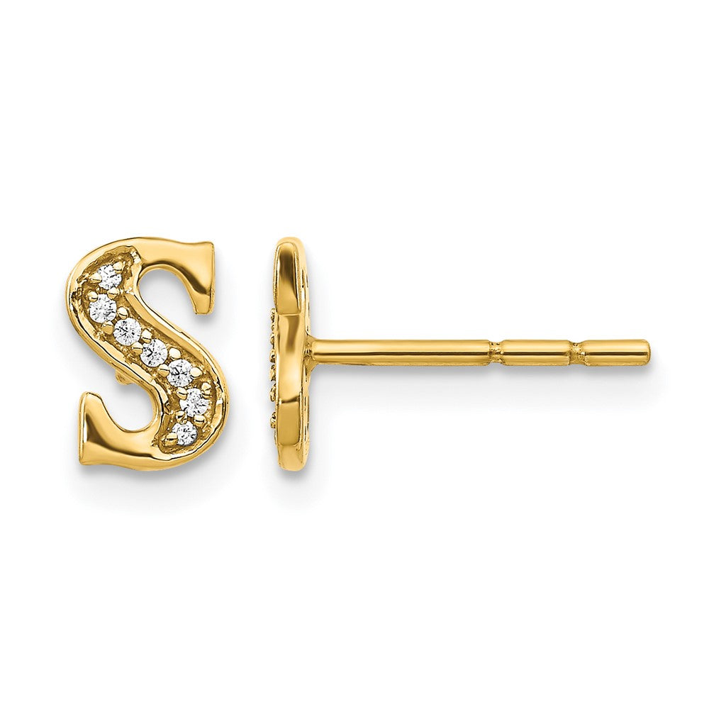 14k Diamond Initial S Earrings