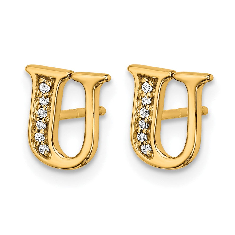 14k Diamond Initial U Earrings