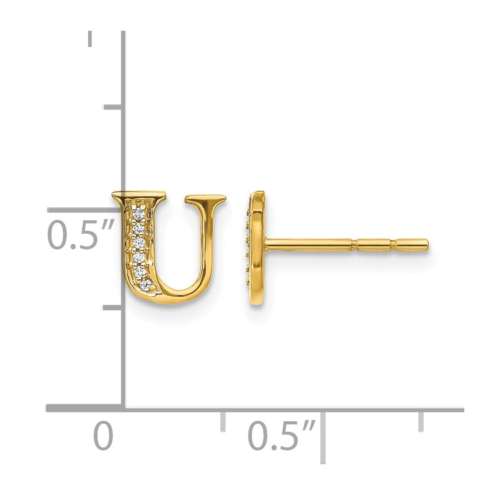 14k Diamond Initial U Earrings