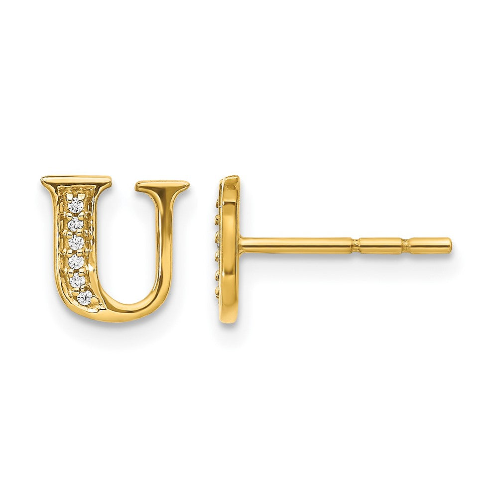 14k Diamond Initial U Earrings