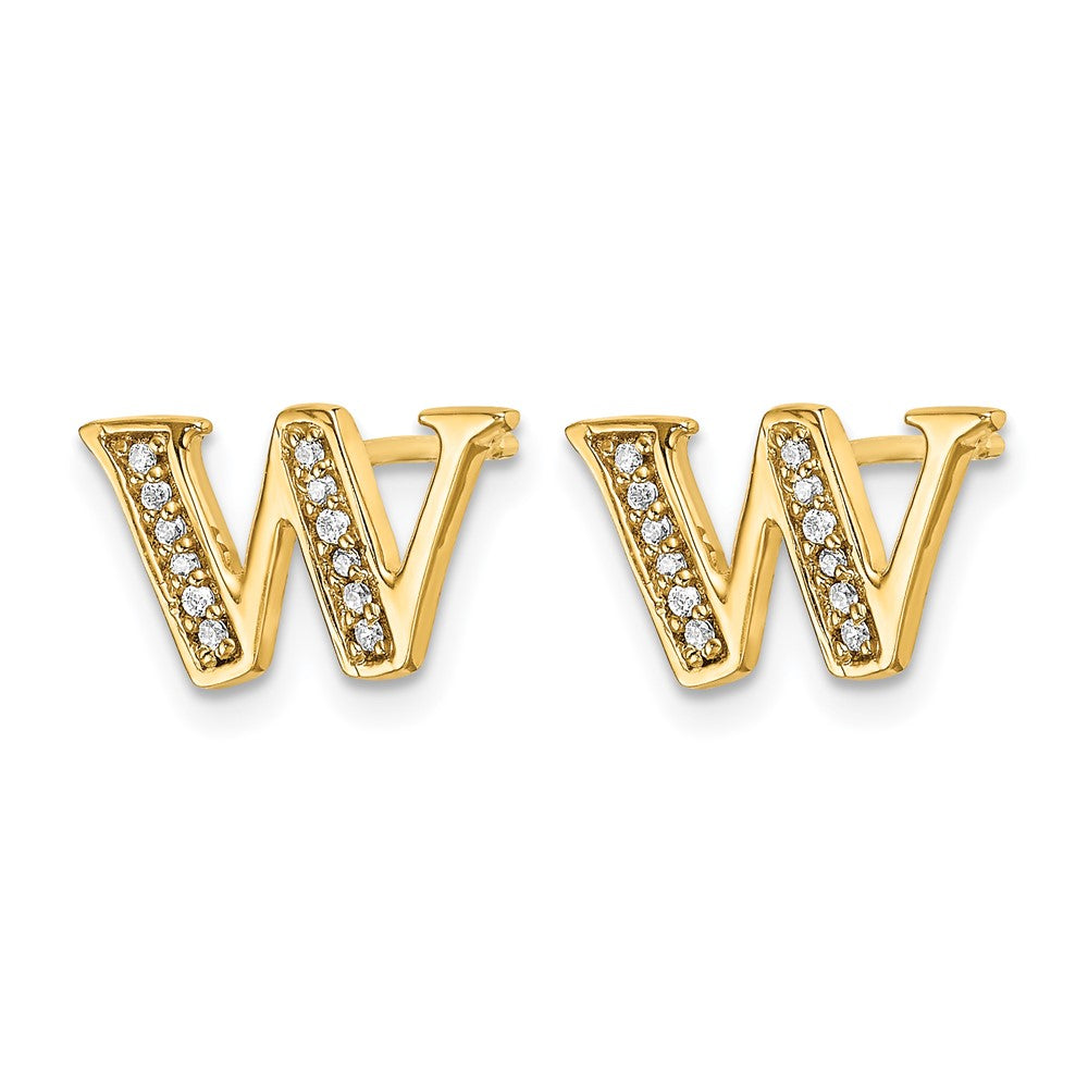14k Diamond Initial W Earrings