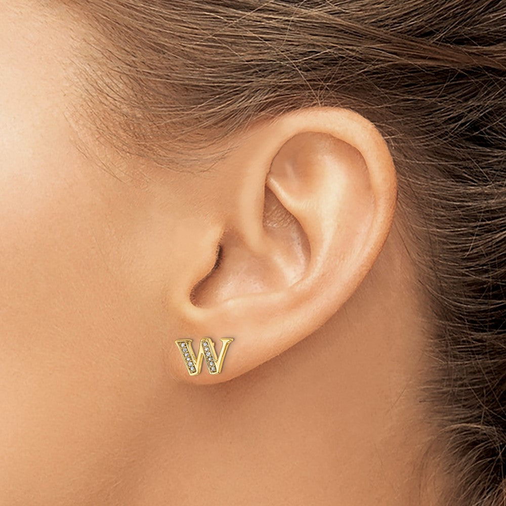 14k Diamond Initial W Earrings