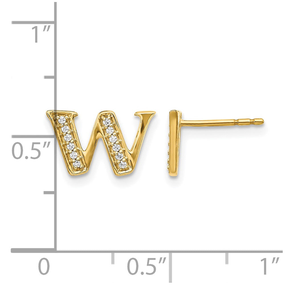 14k Diamond Initial W Earrings