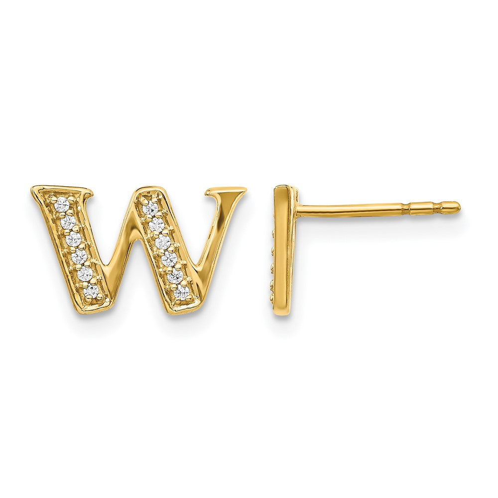 14k Diamond Initial W Earrings