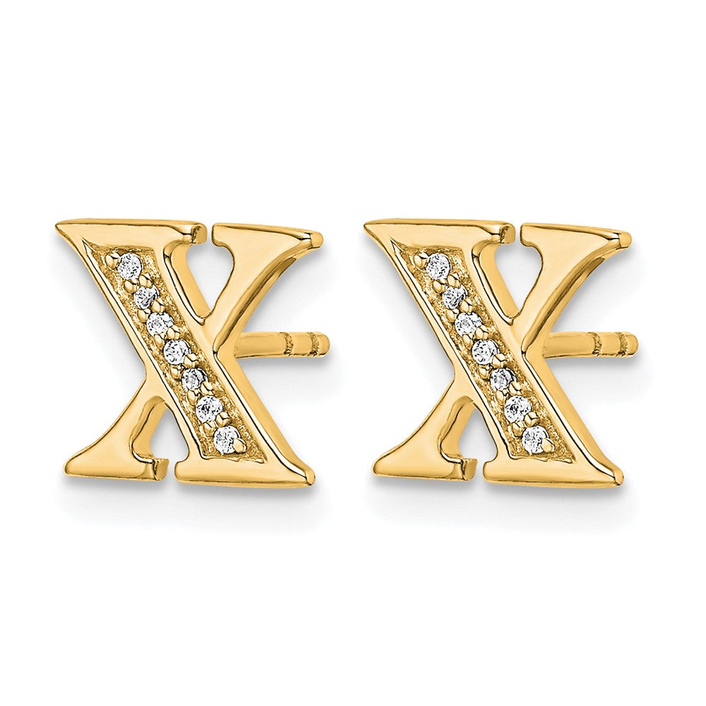 14k Diamond Initial X Earrings