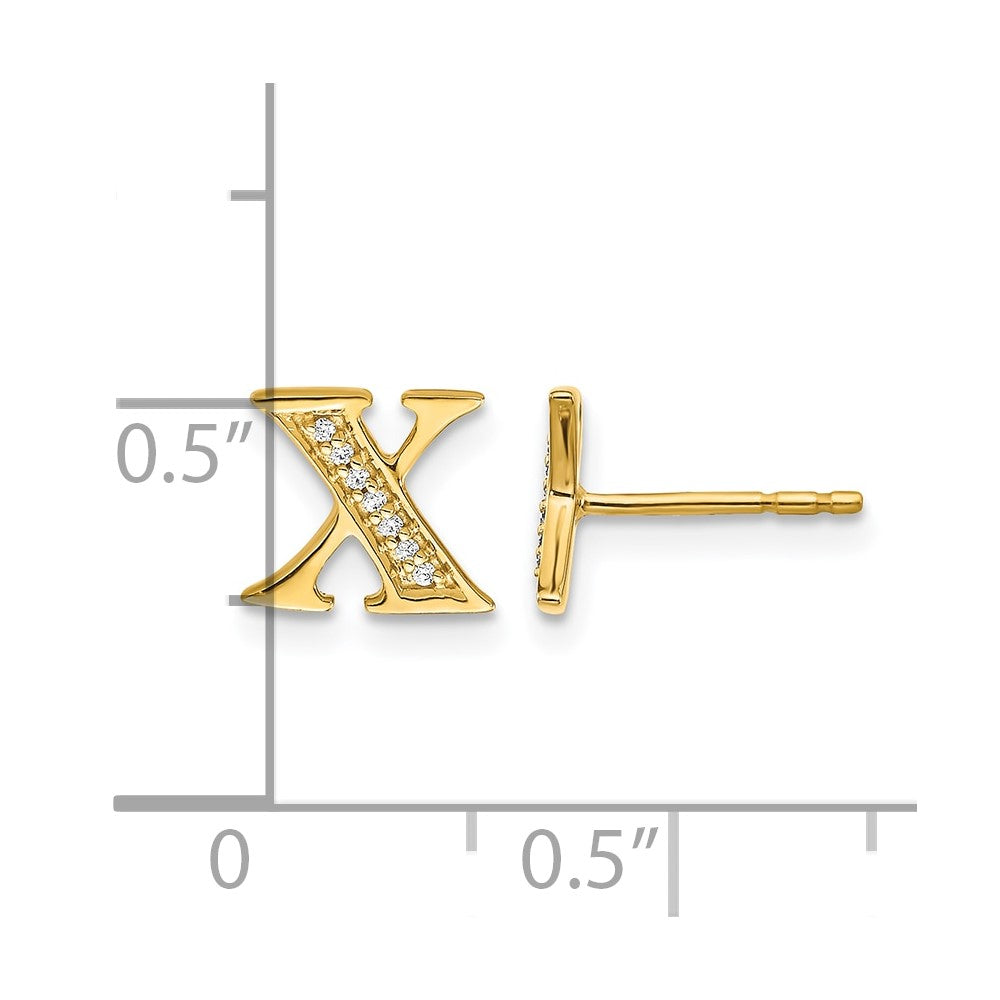 14k Diamond Initial X Earrings