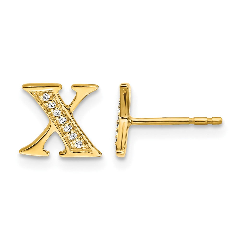 14k Diamond Initial X Earrings
