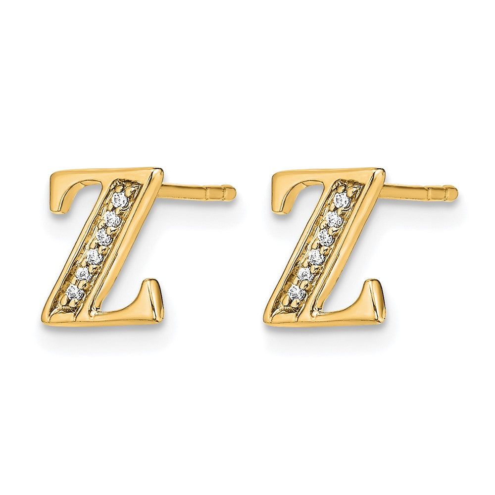 14k Diamond Initial Z Earrings