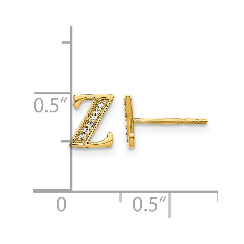 14k Diamond Initial Z Earrings