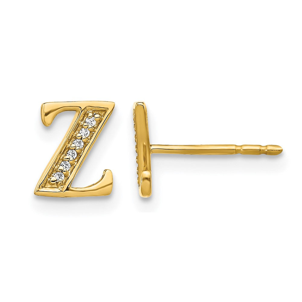 14k Diamond Initial Z Earrings