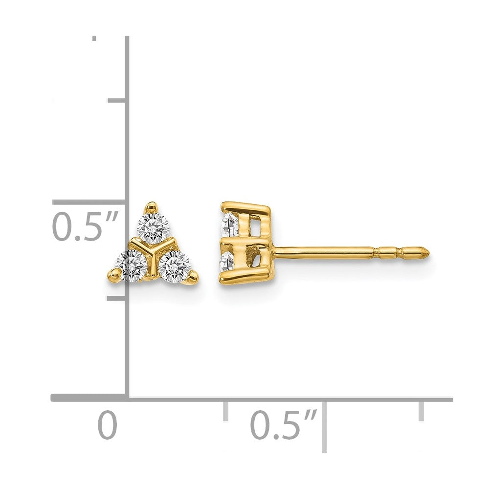 14k 3-stone Diamond Triangle Earrings