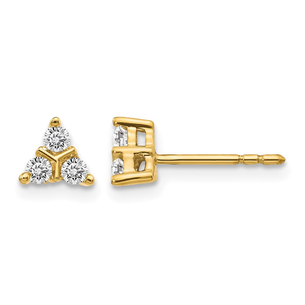14k 3-stone Diamond Triangle Earrings