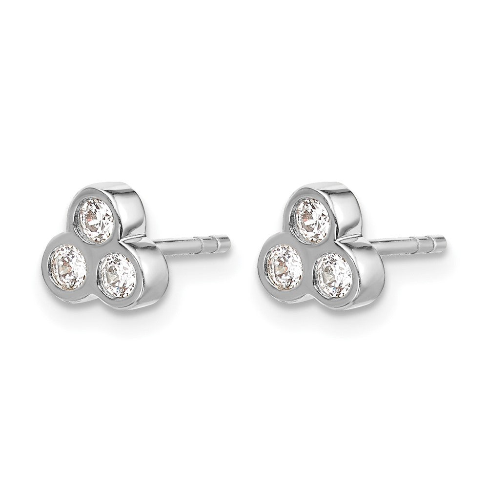 14k White Gold 3-stone Diamond Earrings