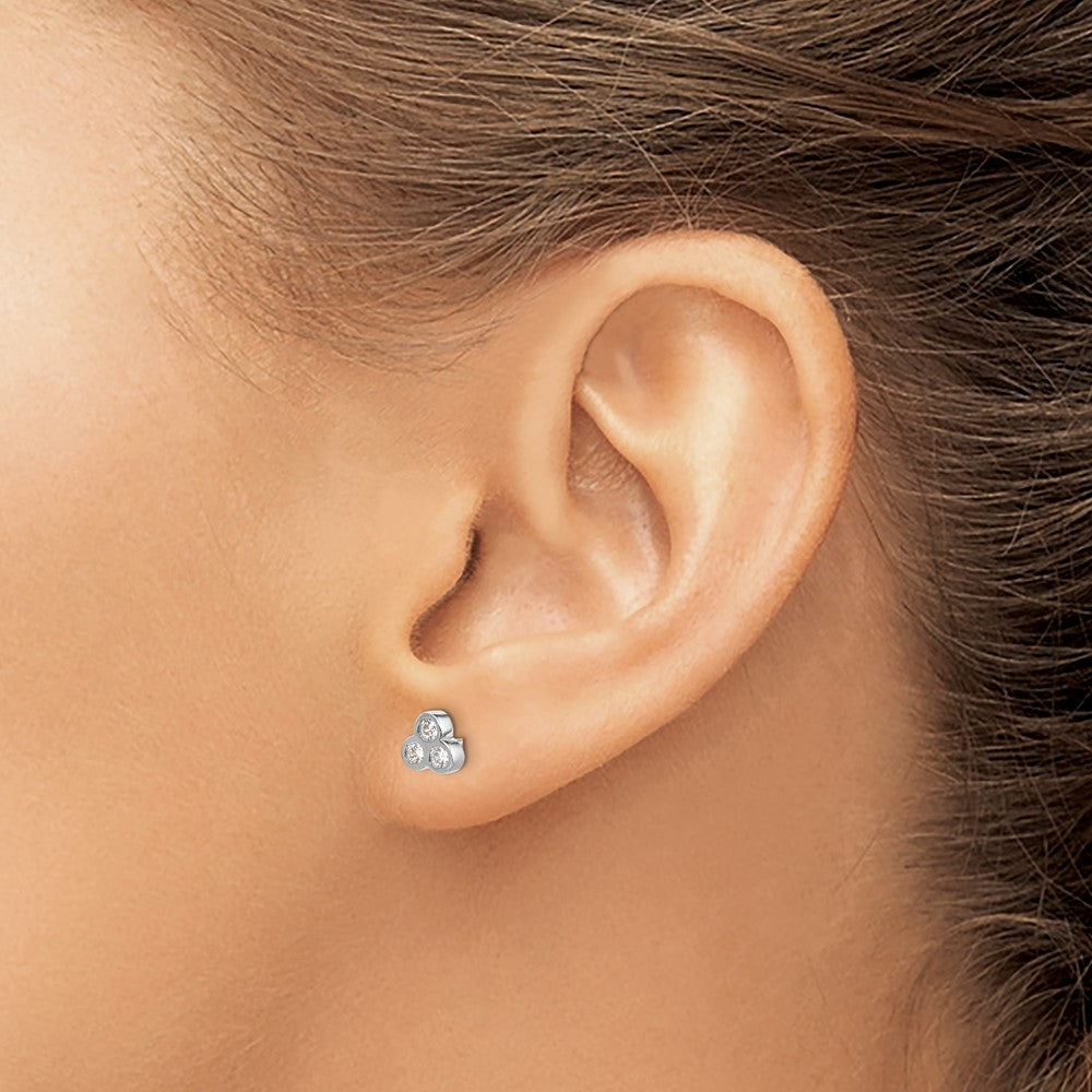 14k White Gold 3-stone Diamond Earrings