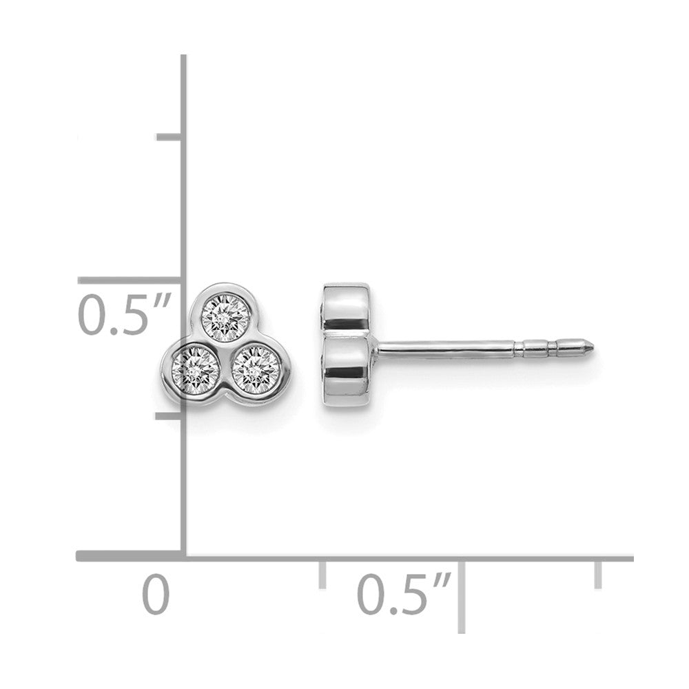 14k White Gold 3-stone Diamond Earrings