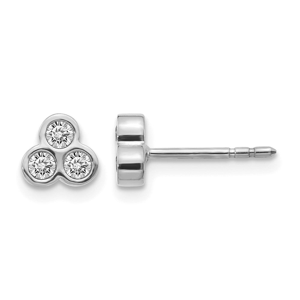 14k White Gold 3-stone Diamond Earrings