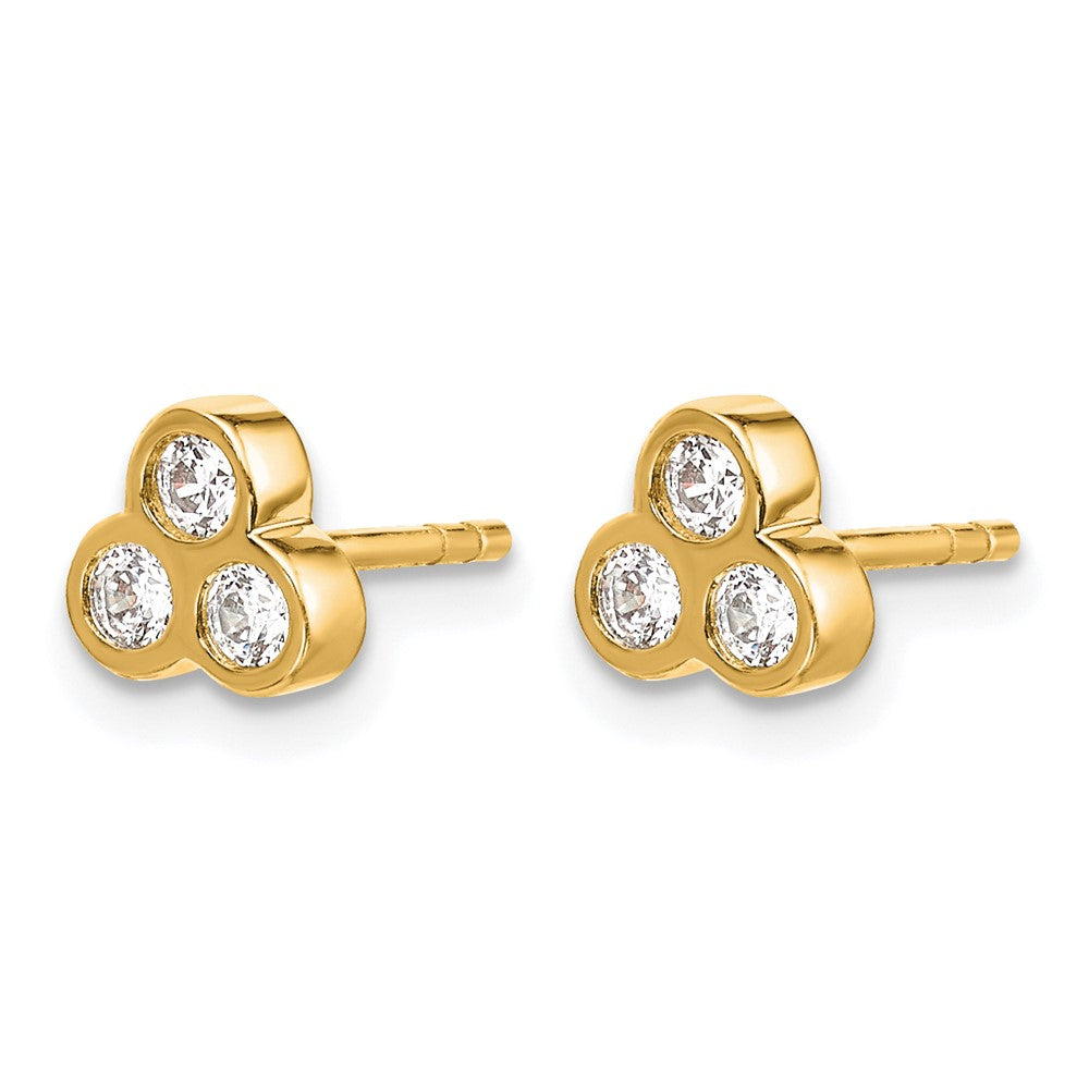 14k 3-stone Diamond Earrings