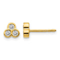 14k 3-stone Diamond Earrings