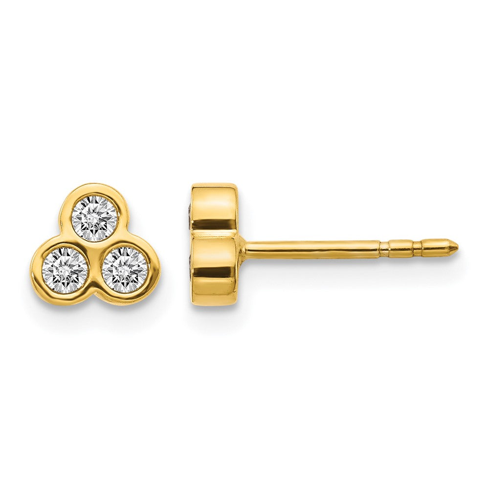 14k 3-stone Diamond Earrings