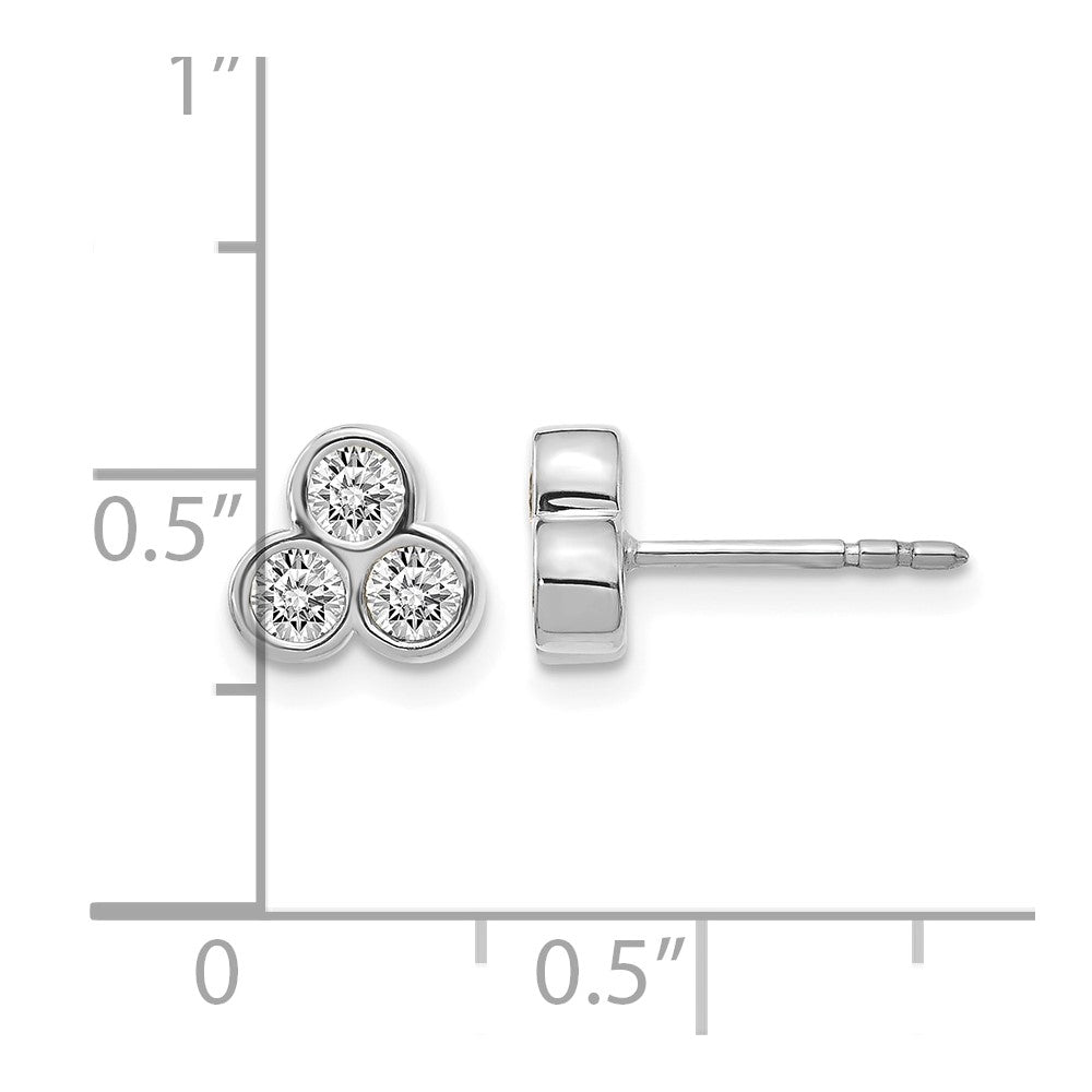 14k White Gold 3-stone Diamond Earrings