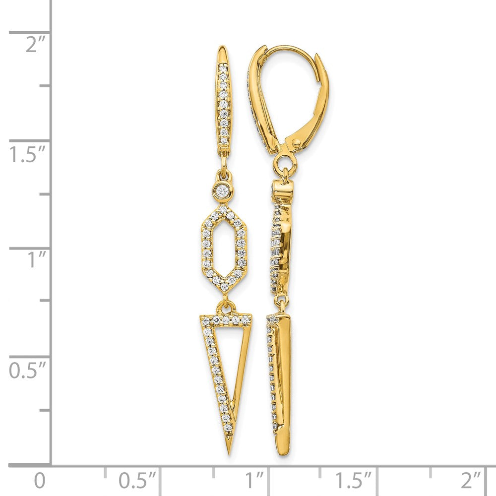 14k Diamond Triangle Leverback Earrings