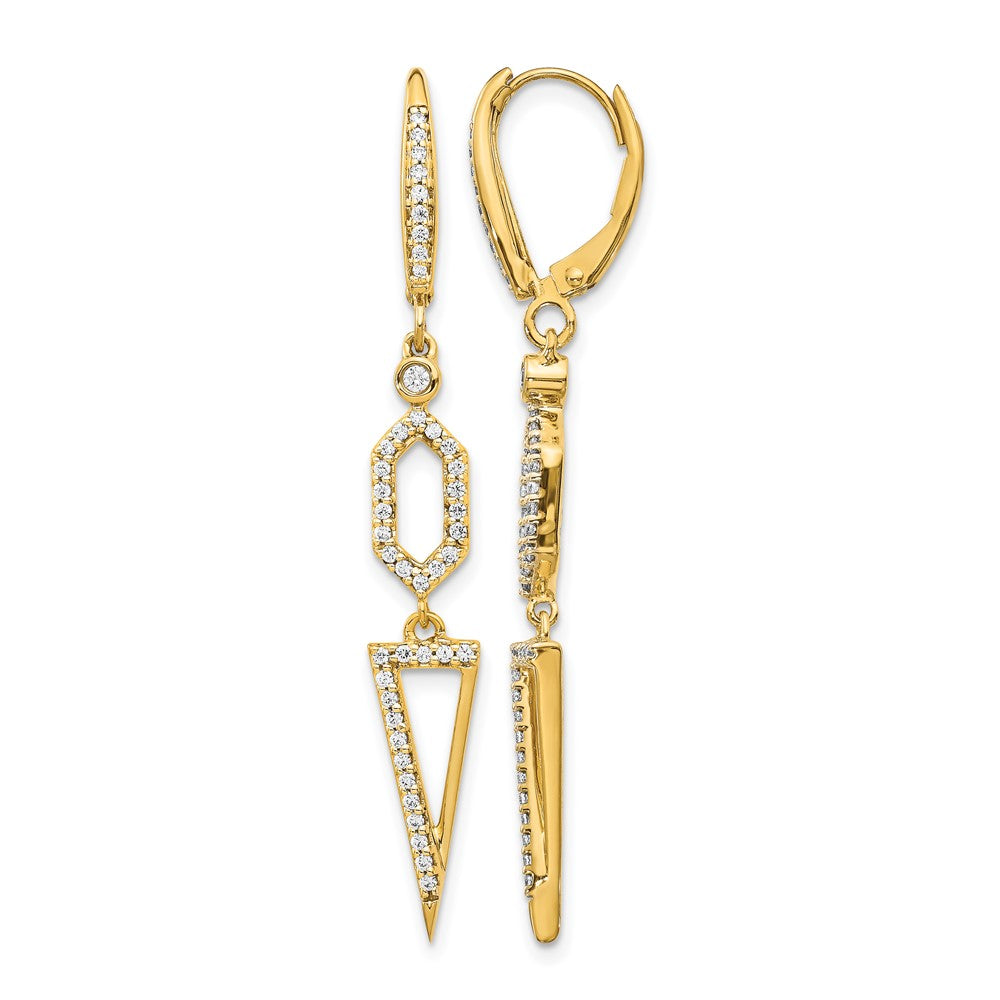 14k Diamond Triangle Leverback Earrings