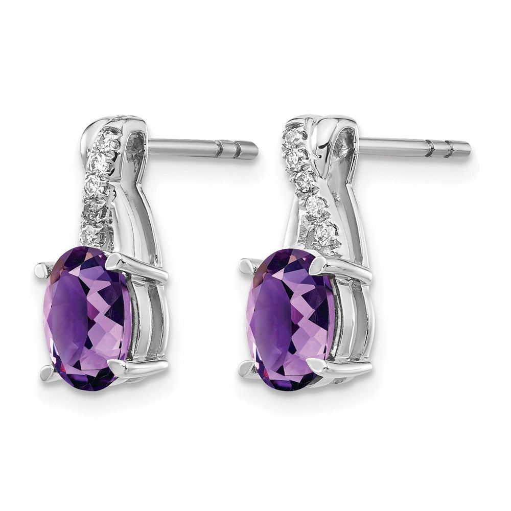 14k White Gold Amethyst and Diamond Earrings