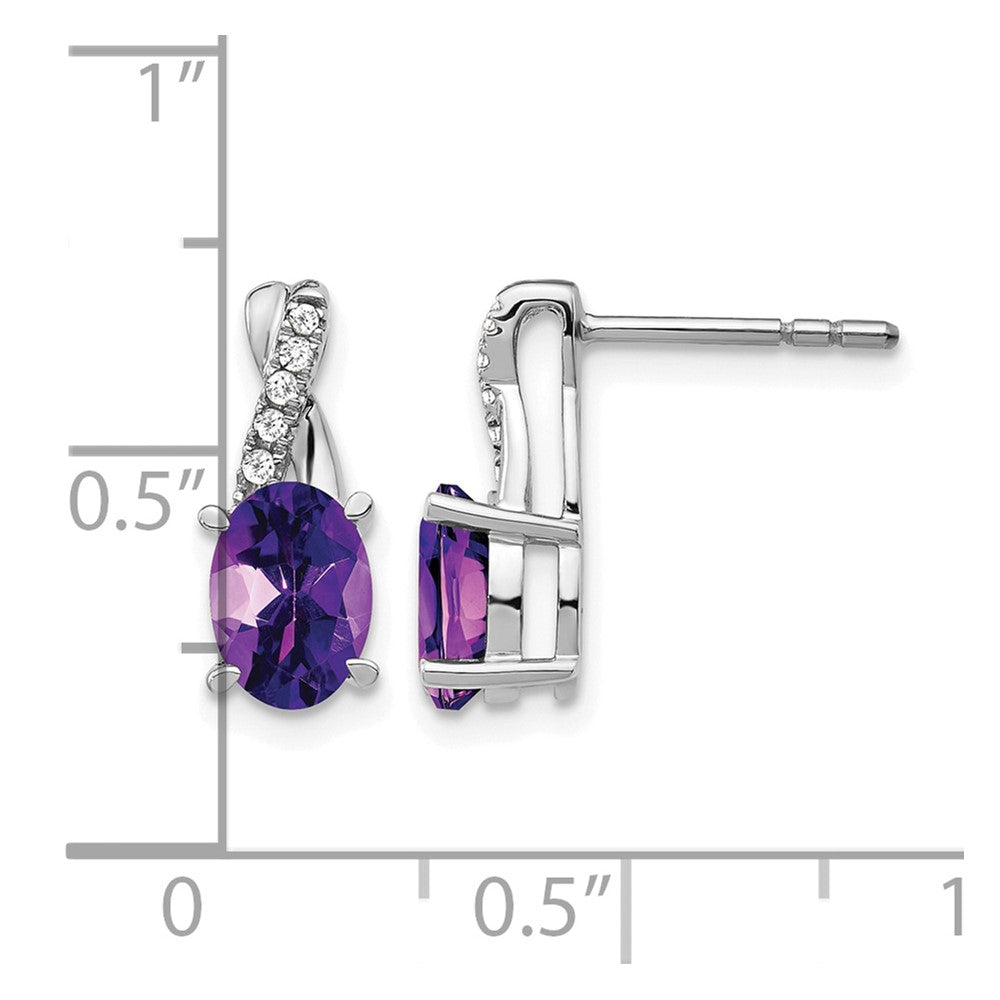 14k White Gold Amethyst and Diamond Earrings