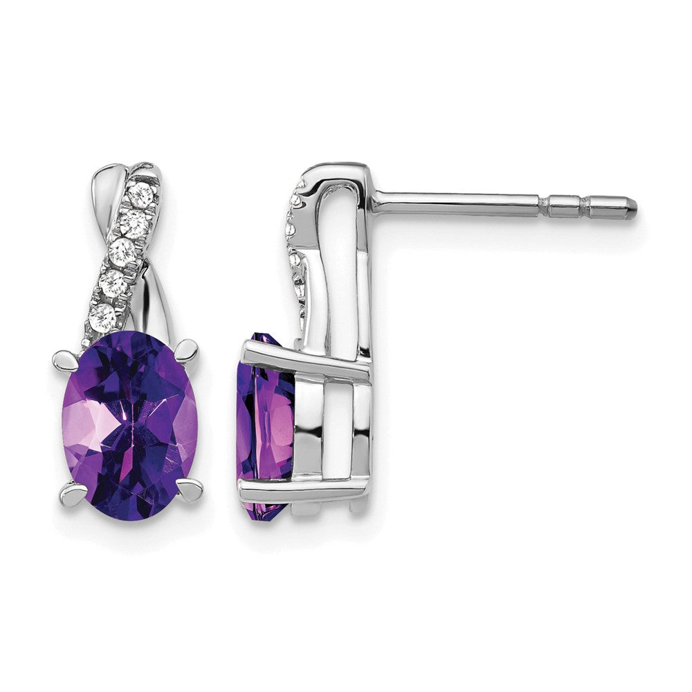 14k White Gold Amethyst and Diamond Earrings