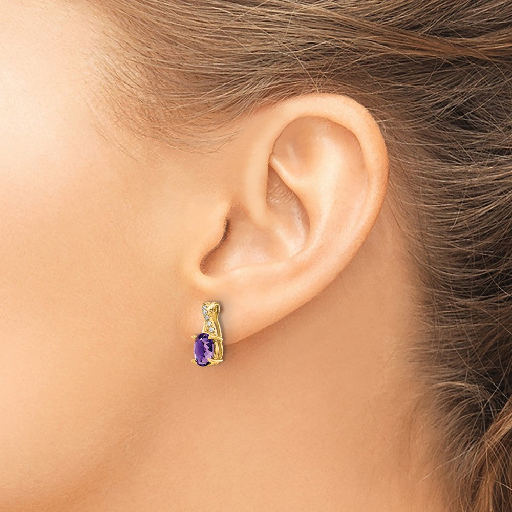 14k Amethyst and Diamond Earrings