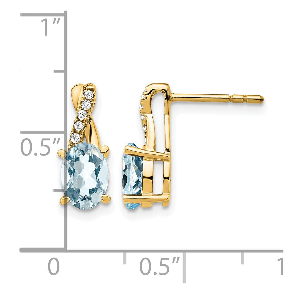10k Aquamarine and Diamond Earrings