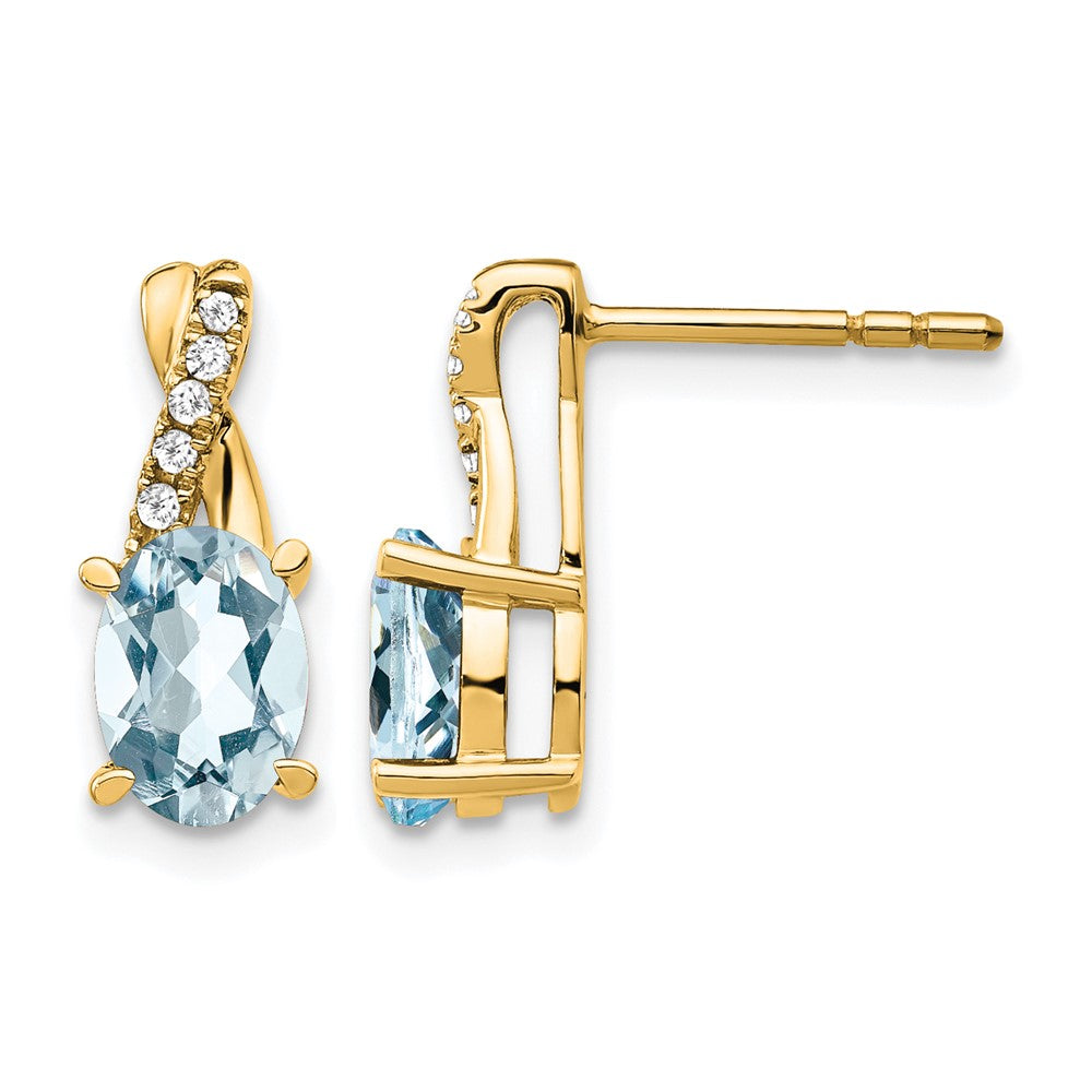 10k Aquamarine and Diamond Earrings