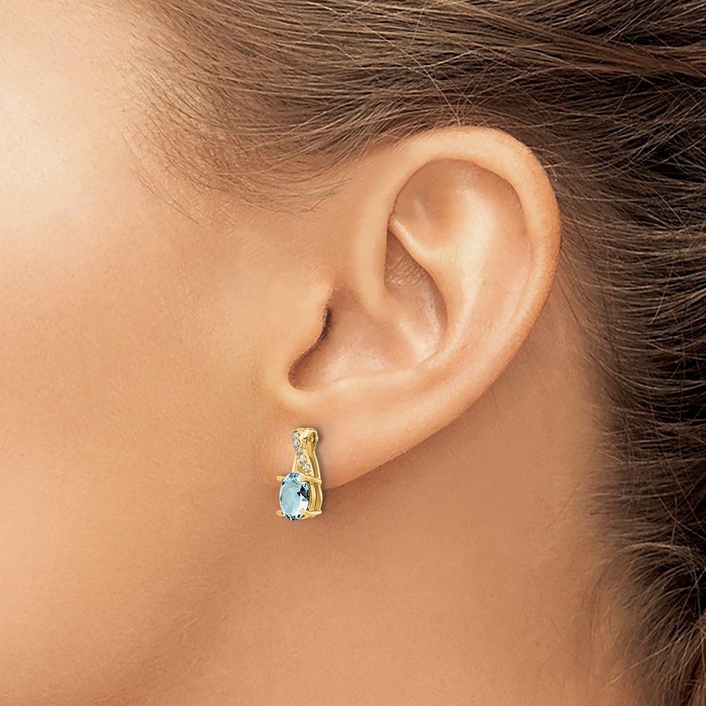 14k Aquamarine and Diamond Earrings