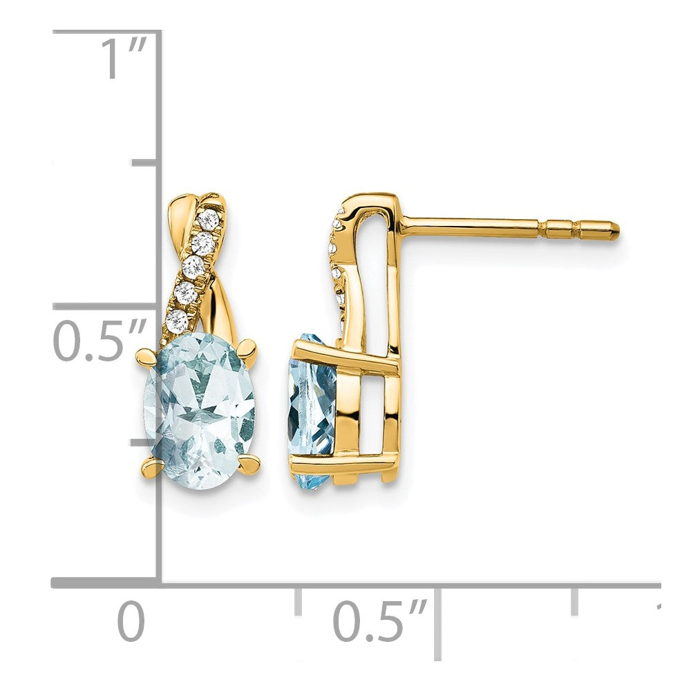 14k Aquamarine and Diamond Earrings