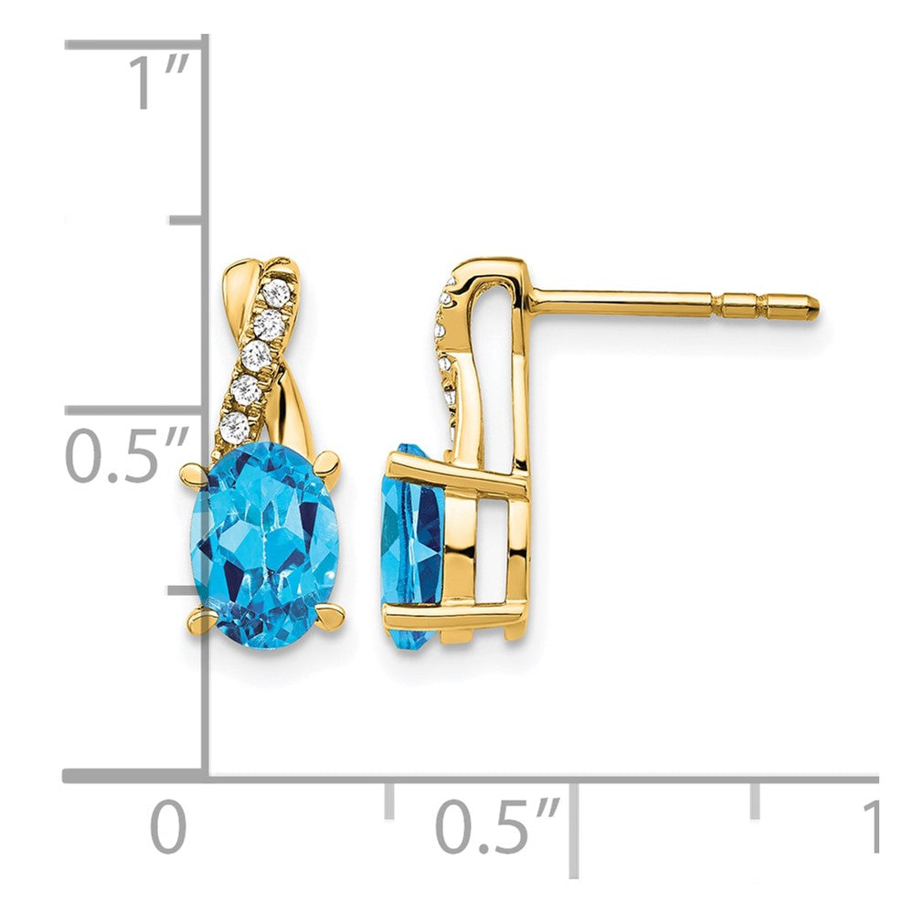 10k Blue Topaz and Diamond Earrings