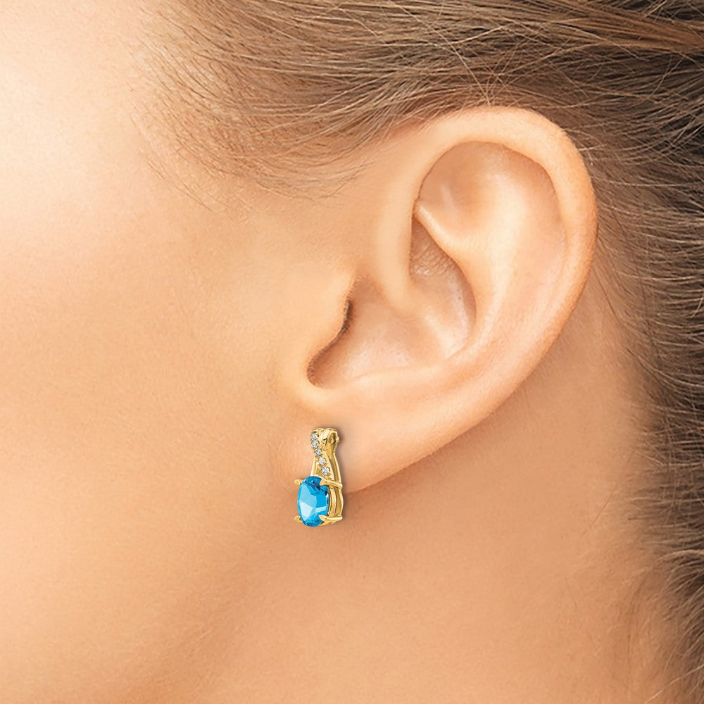 14k Blue Topaz and Diamond Earrings