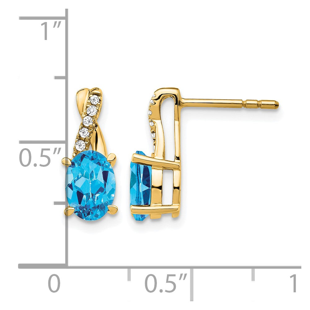 14k Blue Topaz and Diamond Earrings