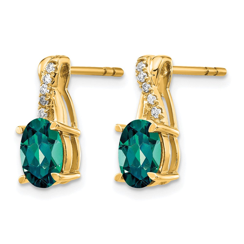 14K Created Alexandrite and Diamond Earrings