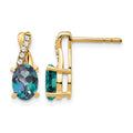 14K Created Alexandrite and Diamond Earrings
