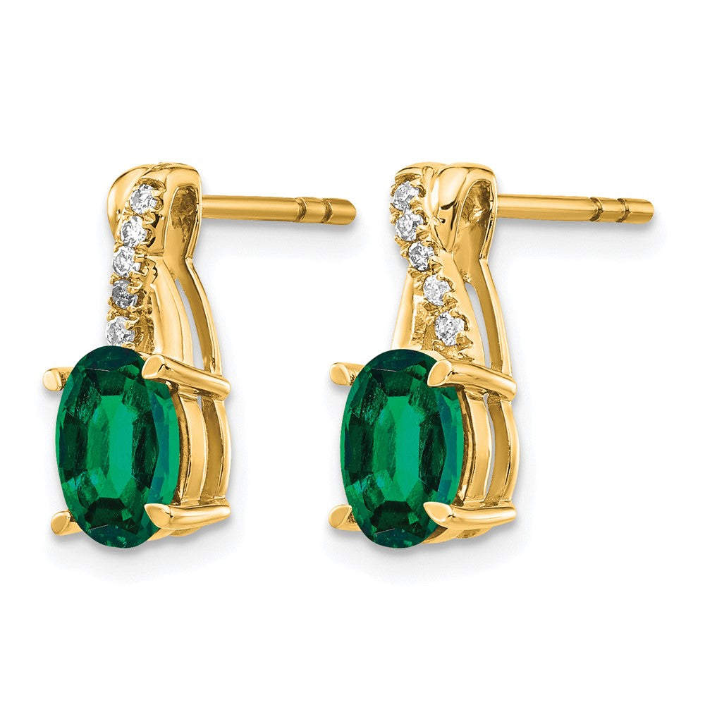 10k Created Emerald and Diamond Earrings