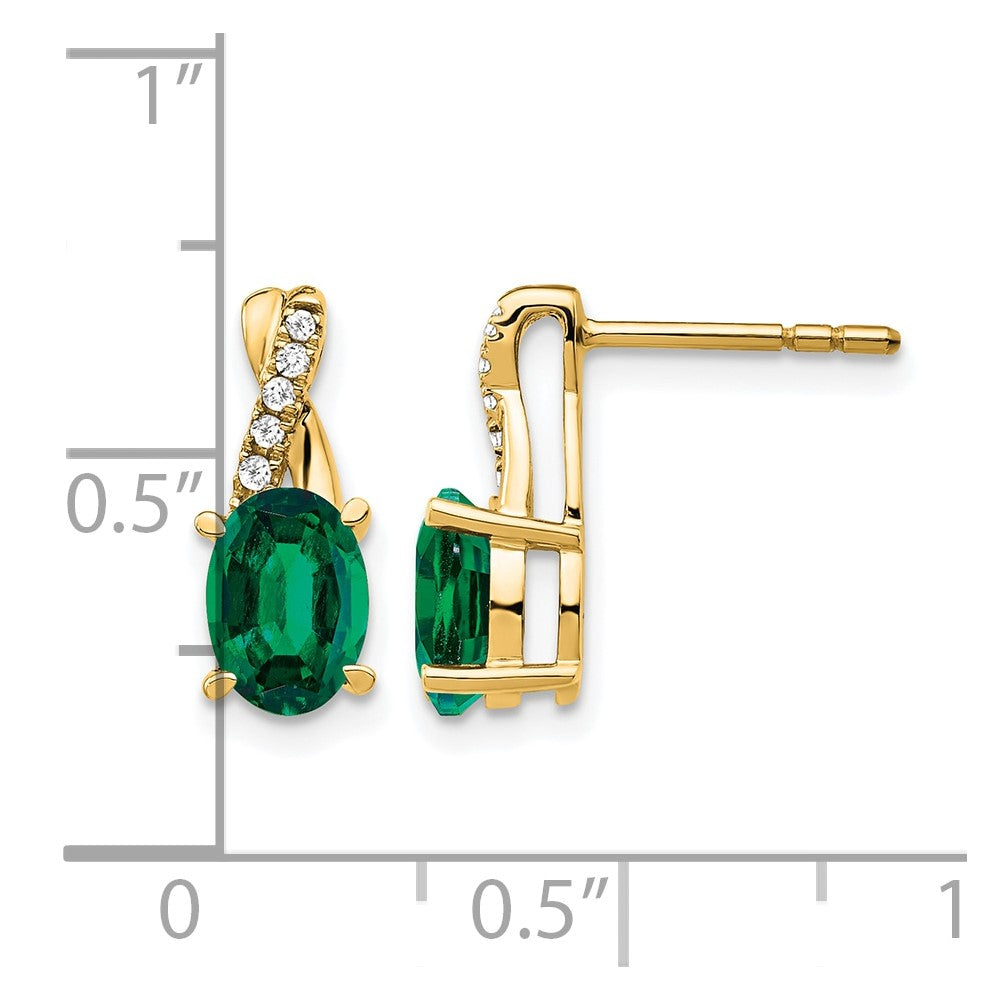 10k Created Emerald and Diamond Earrings