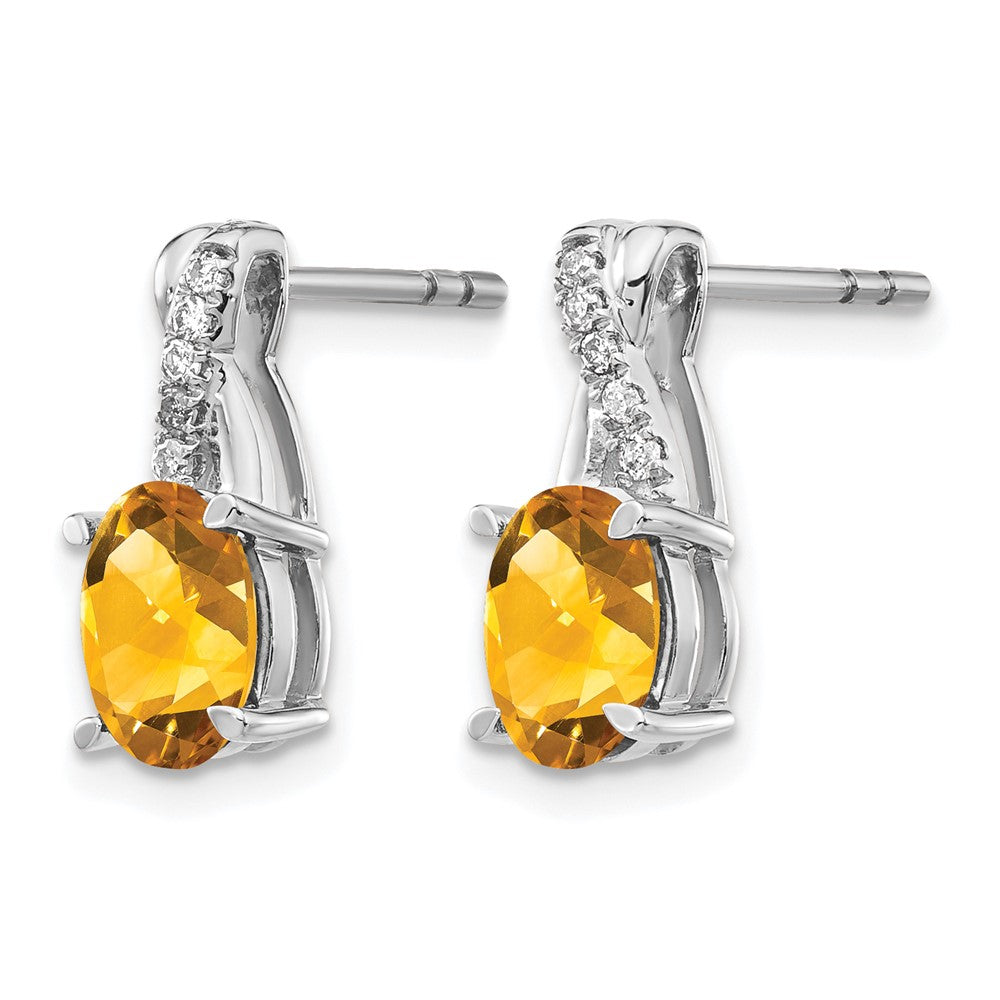 14k White Gold Citrine and Diamond Earrings