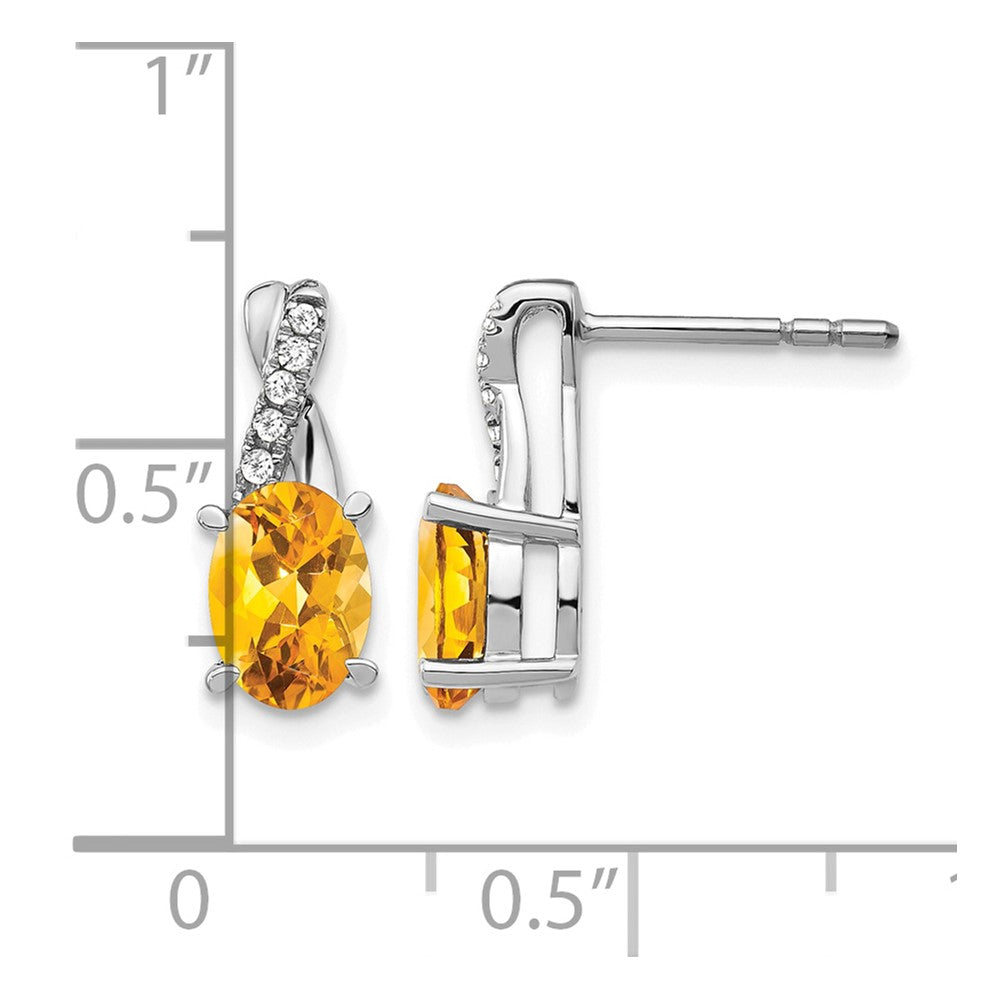 14k White Gold Citrine and Diamond Earrings