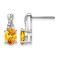 14k White Gold Citrine and Diamond Earrings