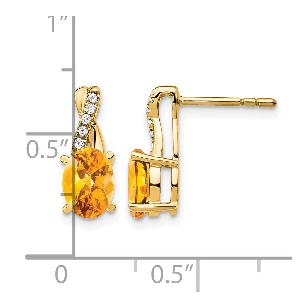 14k Citrine and Diamond Earrings